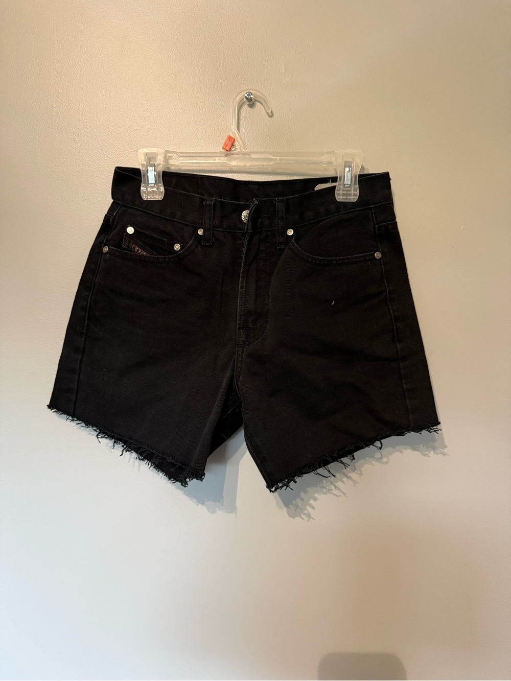 Exit Black Raw Hem Denim Shorts
